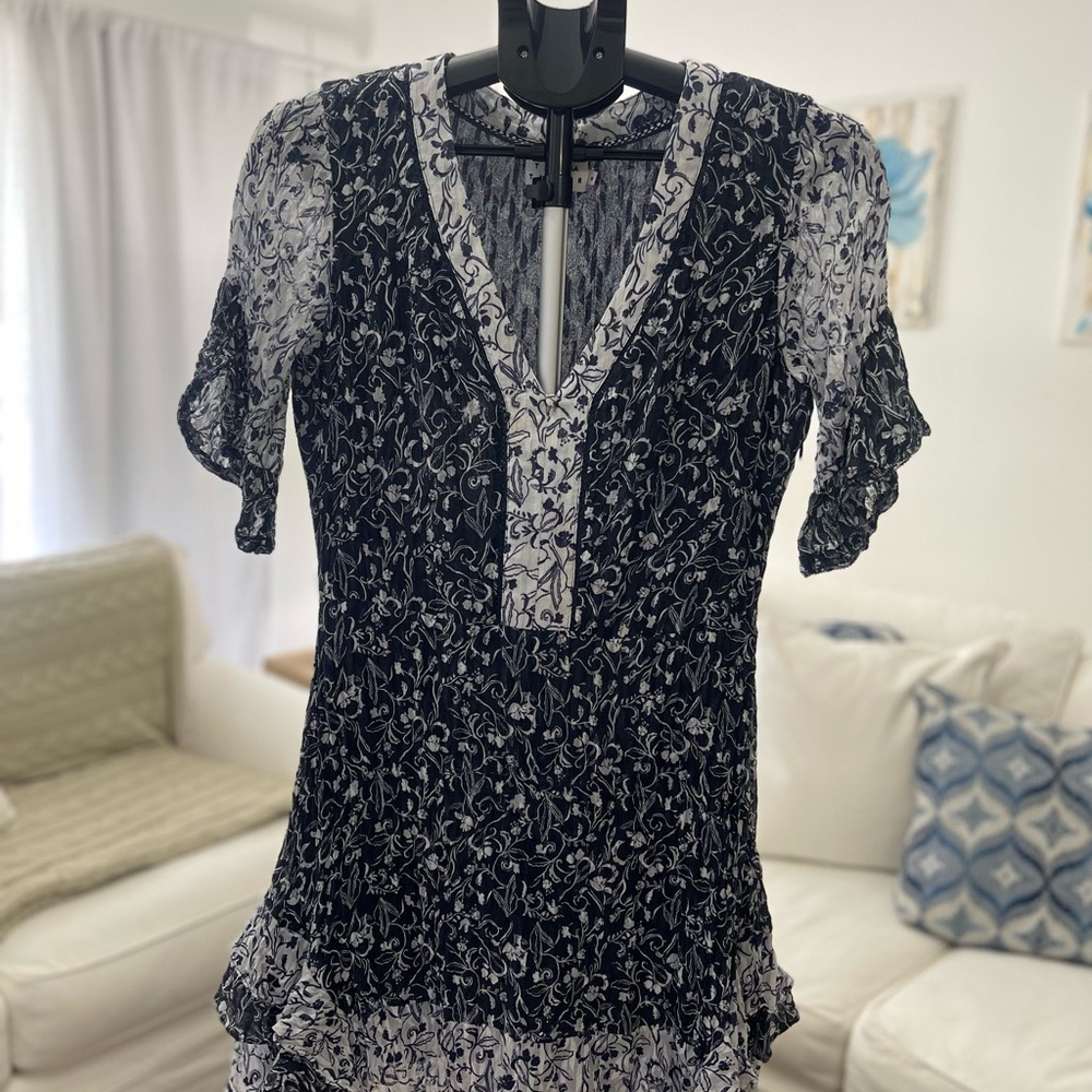 Tanya Taylor blue and White Floral Mini Dress